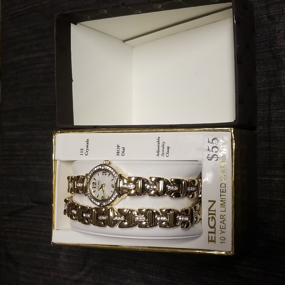 Elgin watch and bracelet set